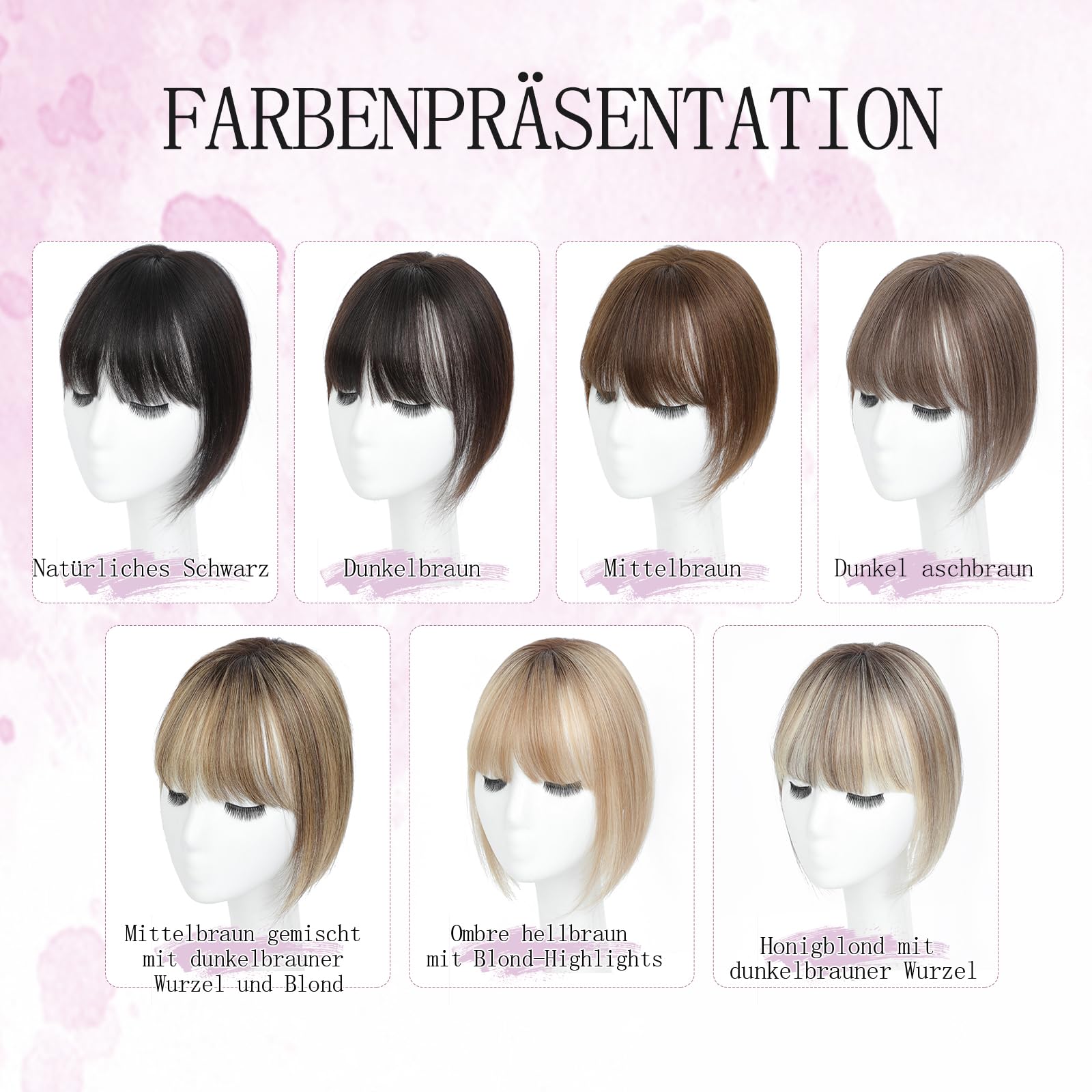 Haar Toppers für Frauen aus echtem Menschenhaar mit Pony, handgenäht 360°3D-Abdeckung, natürlich für dünner werdendes Haar Haarstücke für Frauen Topper (Ombre Light Brown with Blond Highlight)