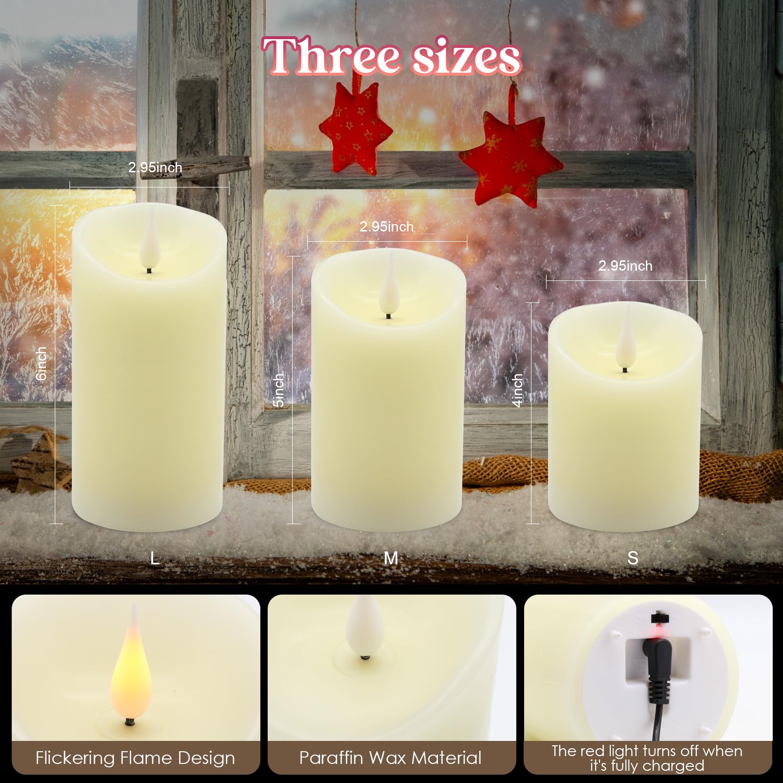 ALED LIGHT Candele LED Senza Fiamma, Bianco Caldo Multicolor Real Wax Pilastro Luce Candela Ricaricabili USB, con Telecomando e Timer, Lampada Candela per Natale Feste Decorazione Casa Matrimonio
