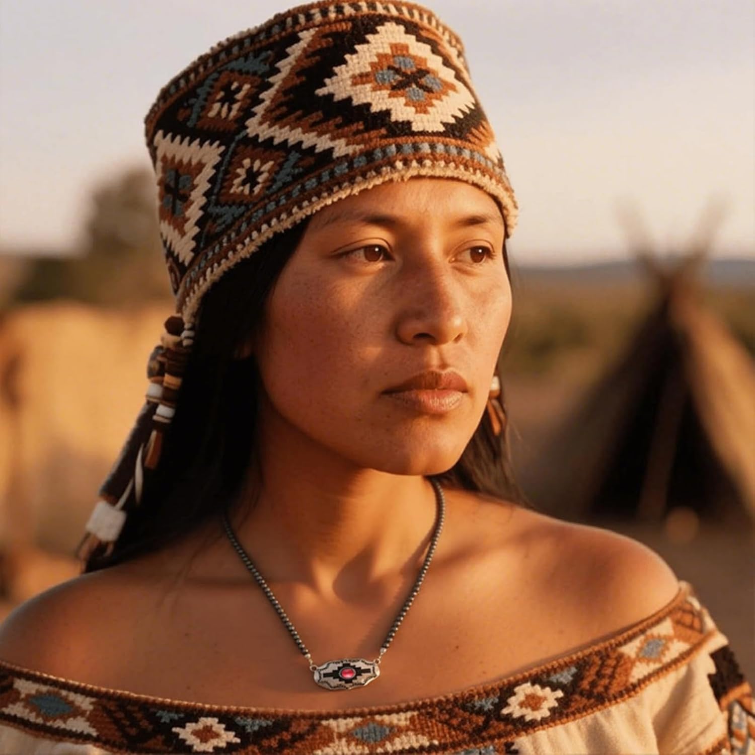 WCRAZYE Rustic Couture's Western Necklace Earrings Jewelry Set for Women Vintage Western Boho Turquoise Earrings Bohemian Jewelry - Image 5