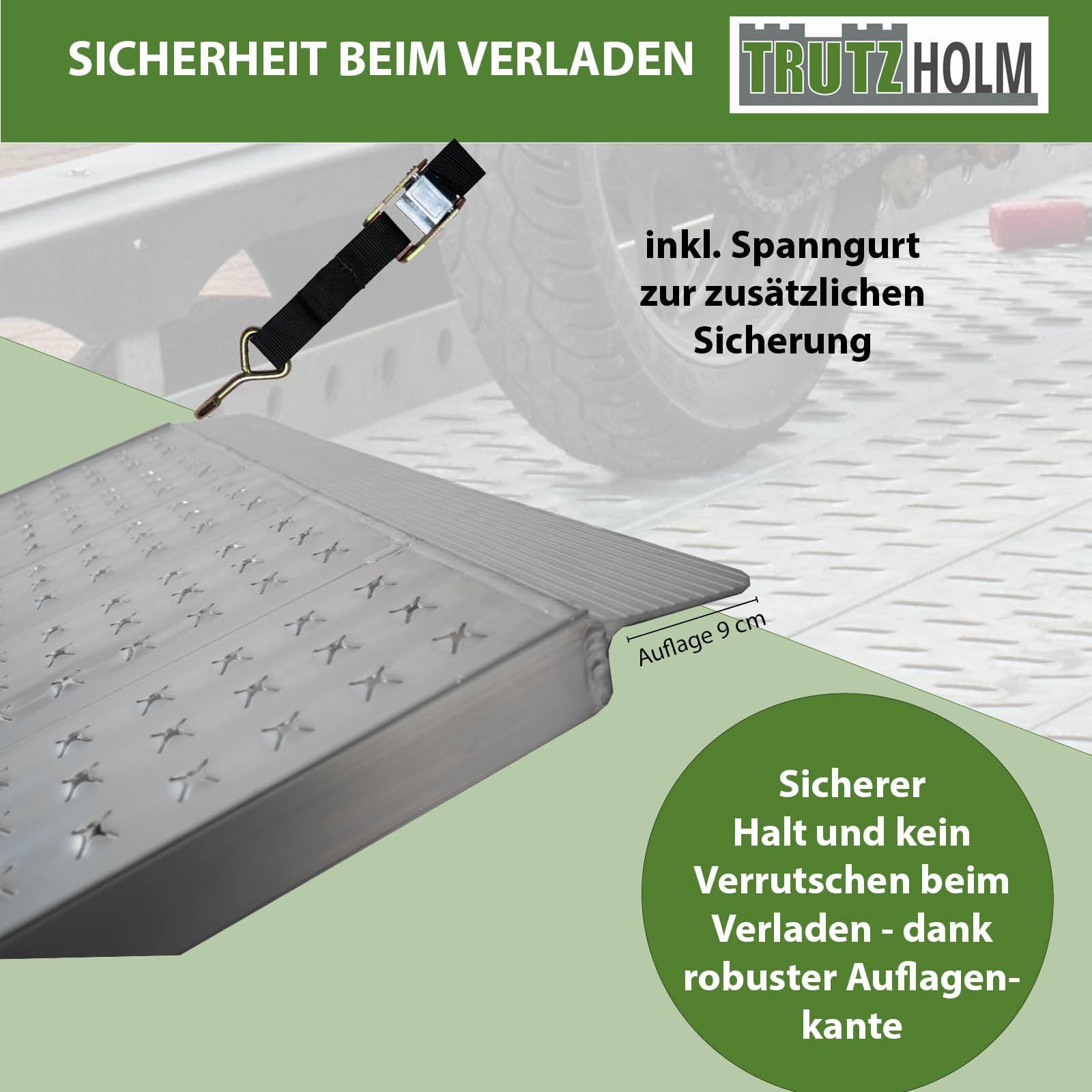 TRUTZHOLM 1 x Auffahrrampe extrabreit 70 cm klappbar 213 cm Länge 400 Kg Traglast Alu Rampe Verladerampe Eventrampe