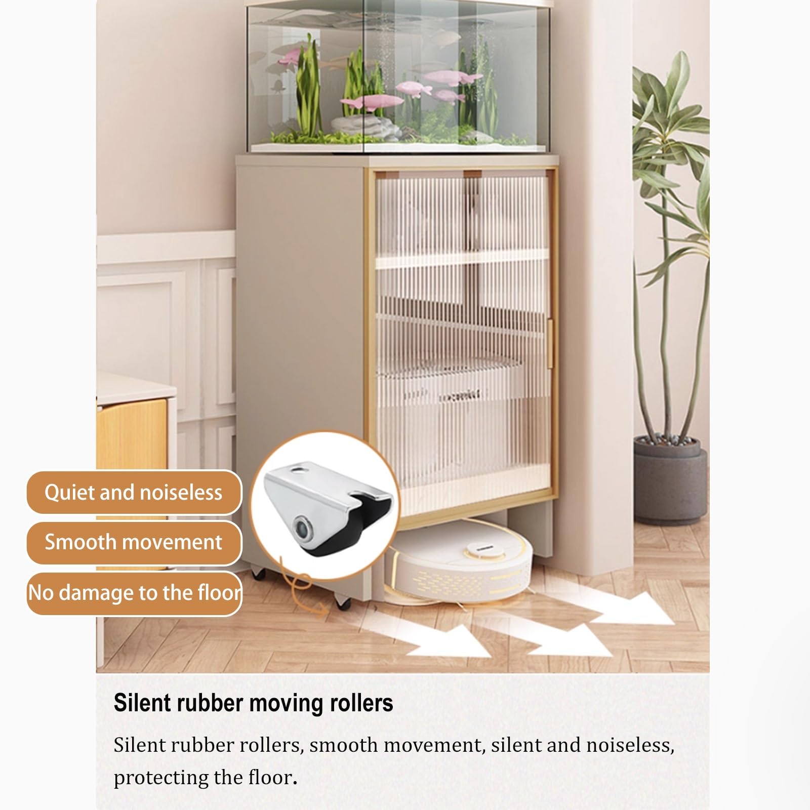 Versteckter Schrank Mit Roboterstaubsauger Und Türen Und Rädern, Beweglicher Küchenschrank Aus Holz, Für Wohnzimmer, Schlafzimmer, Küche (weiß)(White)