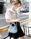 SYGA Women Bow Handheld Shoulder Bag Crossbody Fresh And Sweet Girly Style Small Bucket Bag (Blue) gallery image