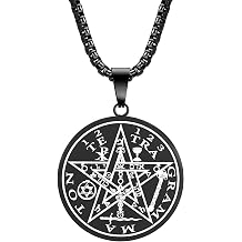 Tetra Gramaton Pentagramaton Pentagram Necklace for Men Pentagram Protection Magic Pentagram Magic Ancient Power Name of God Stainless Steel 24", Stainless Steel, No Gems
