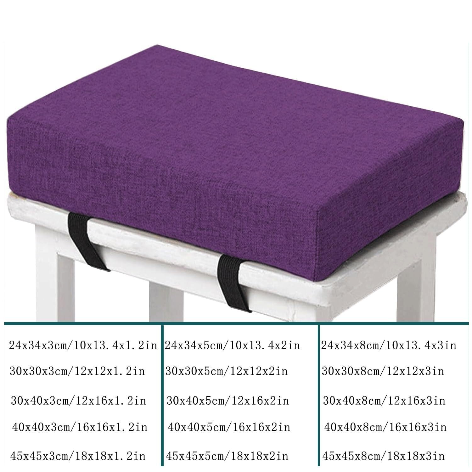 Cojín Rectangular for Taburete, cojín de Asiento Cuadrado Antideslizante, Cojines de Asiento de Espuma viscoelástica de 3/5/8 cm de Grosor, sillas de Comedor con Funda extraíble(O,30x40x8cm)
