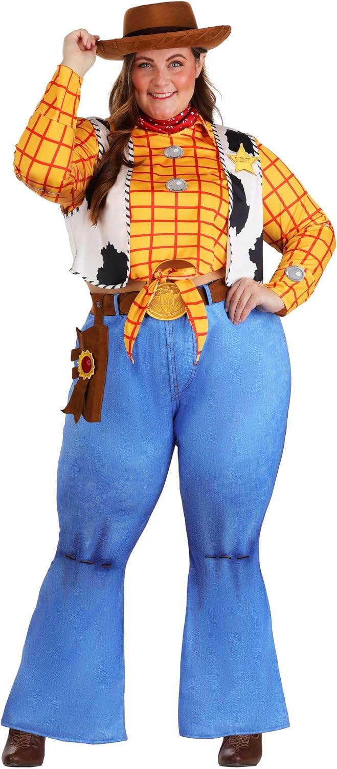 Disney Pixar Plus Size Toy Story Woody Costume for Women - Sheriff Outfit & Accessories - Officially Licensed