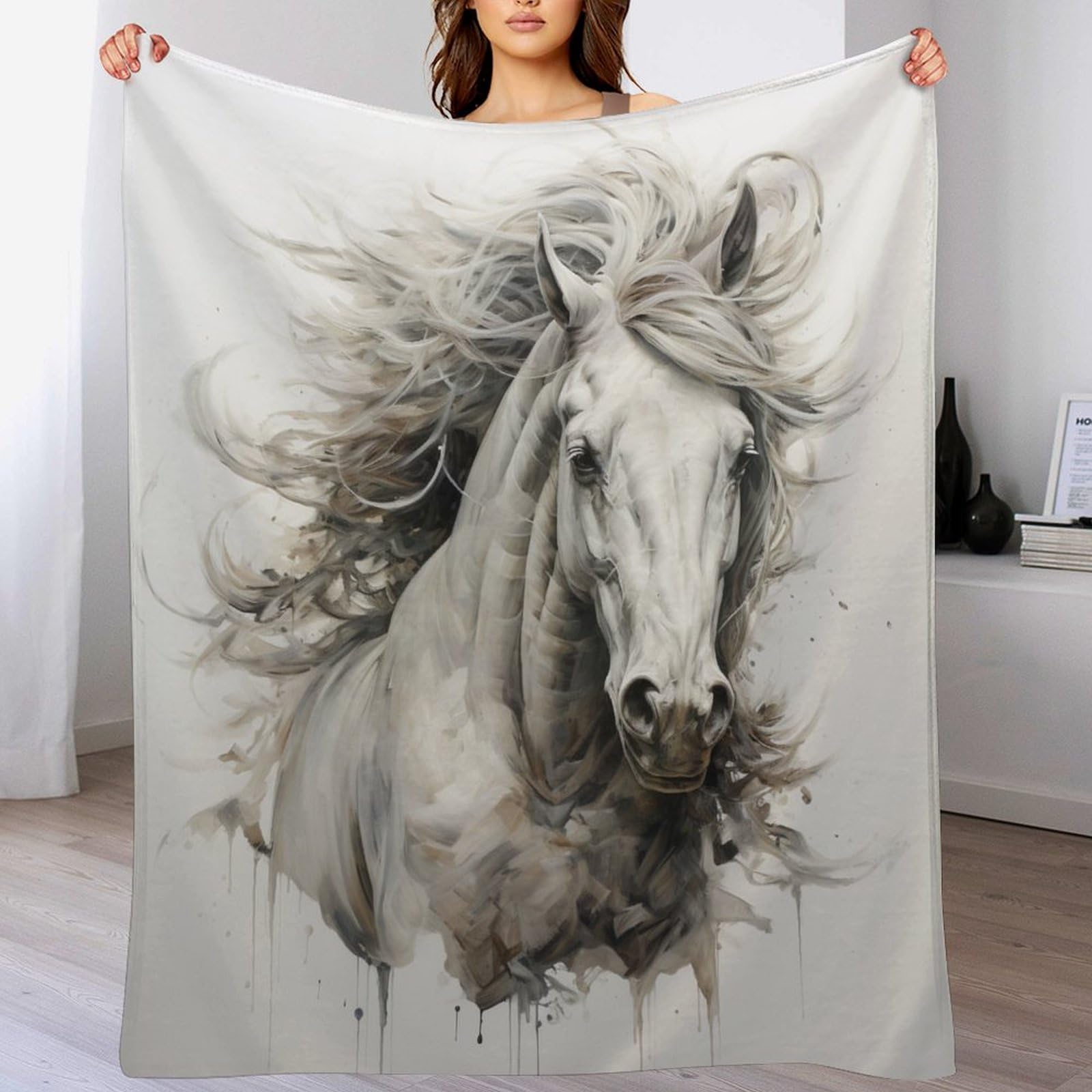 Couvertures de canapé cheval en flanelle pour vos soirées salon