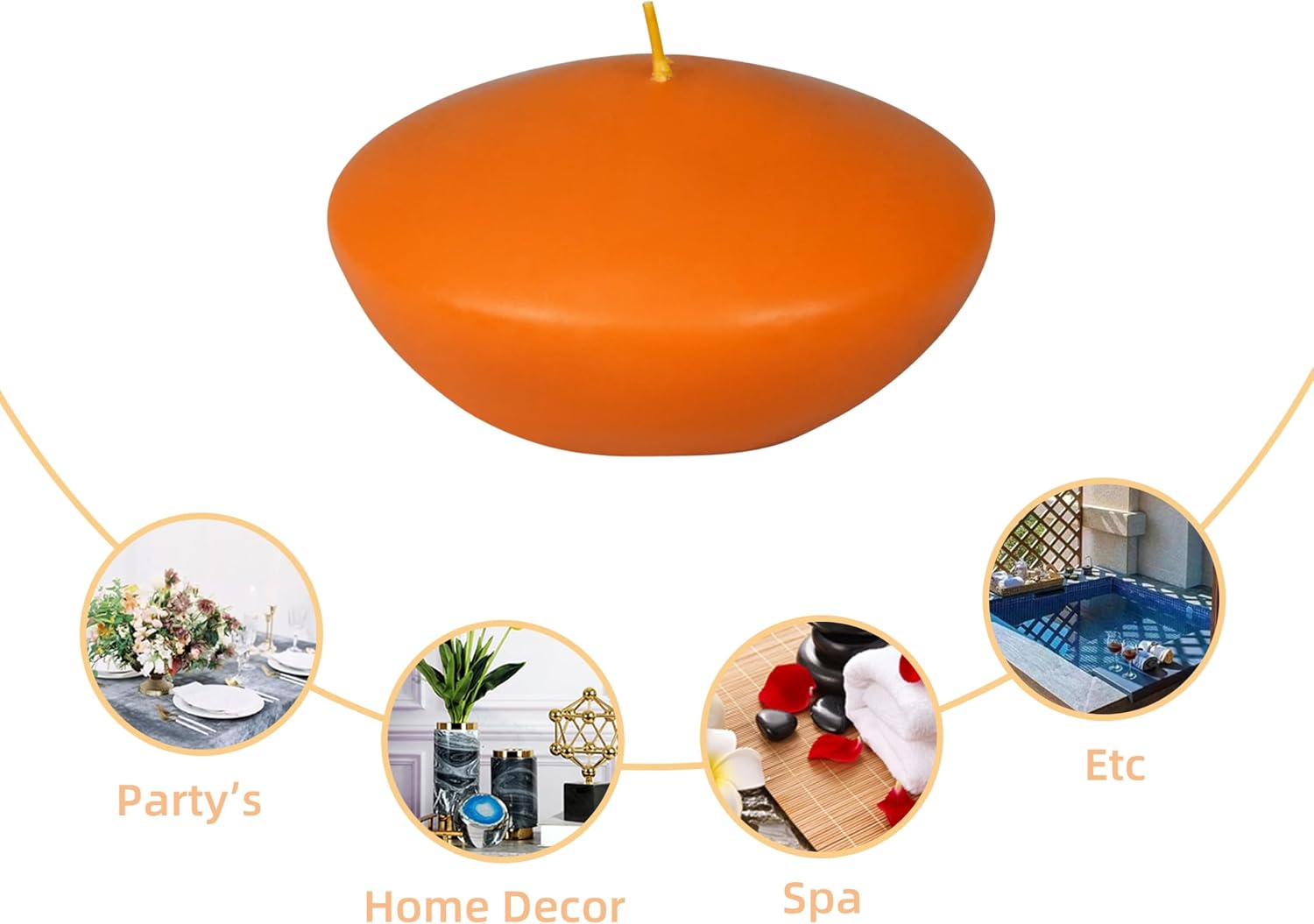 Zest Candle 3-Piece Folding Candles, 4-Inch, Orange