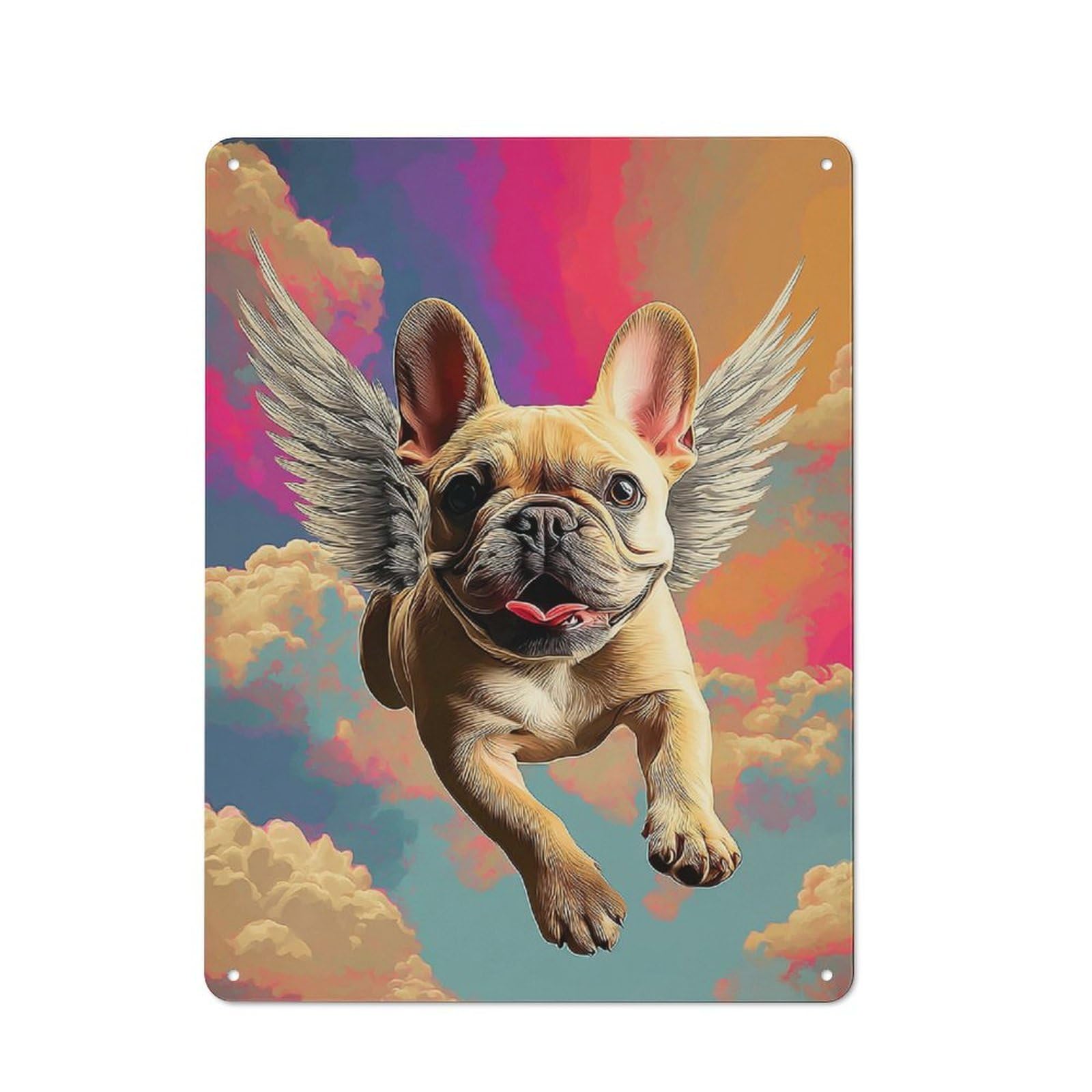 Junmoney Angel Pup Soars Skyward -2 Vintage Tin Sign 40X30cm For Dining Room Or Kitchen, For Themed Interiors In Kitchens And Dining Spaces