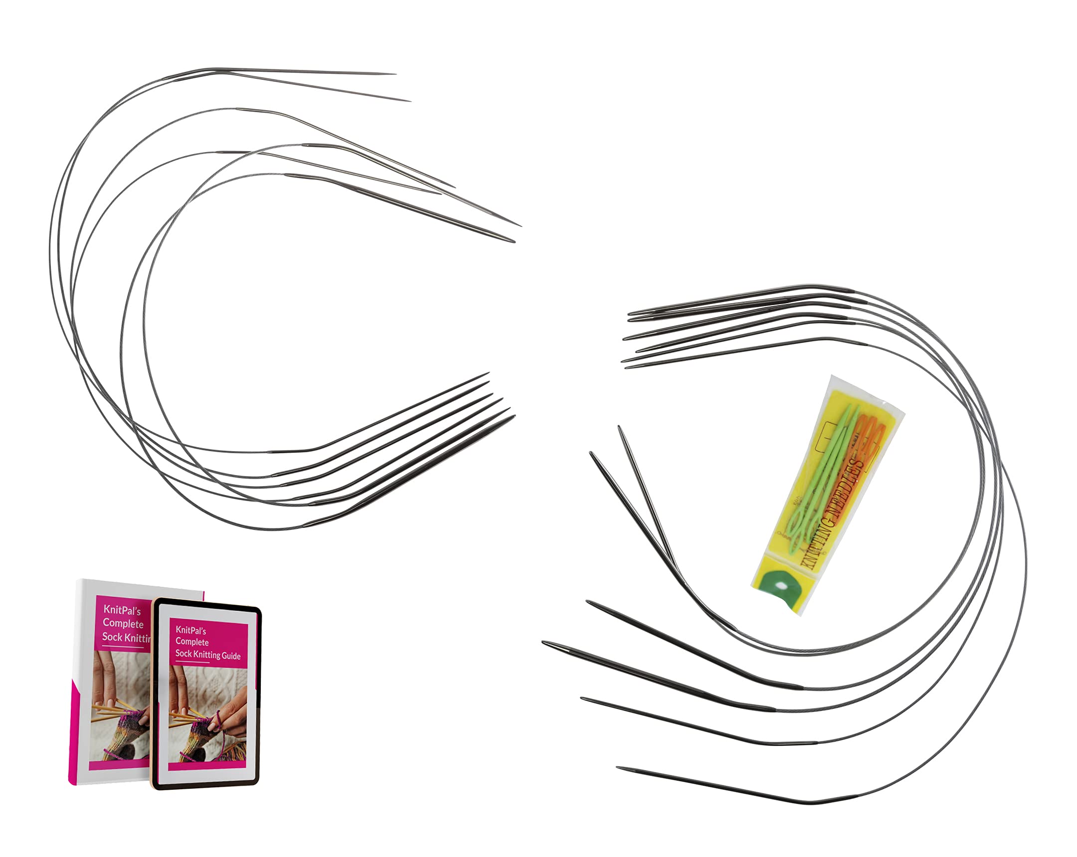 KnitPal 24" (60cm) Metal Circular Knitting Needles Set - 12 Pcs, 6 US Sizes