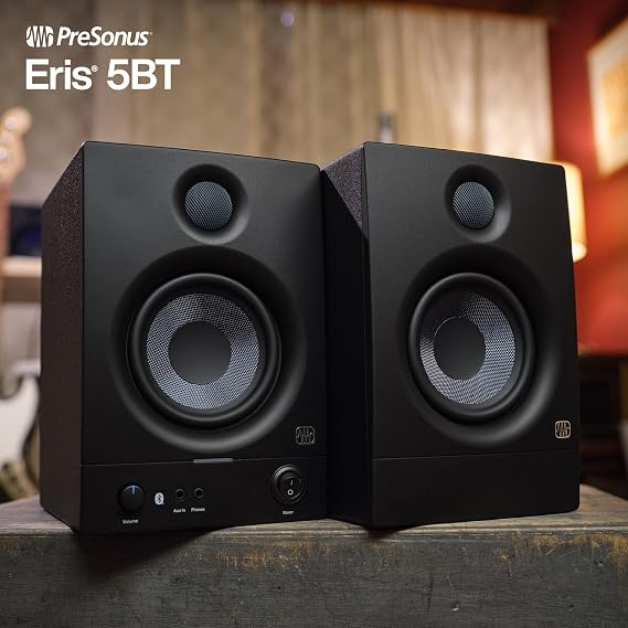 Presonus Eris 5BT (2. Nesil) | 5 Bluetooth Teknolojili, Multimedia, Oyun, Stüdyo Kalitesinde Müzik Prodüksiyonu İçin Masaüstü Hoparlör, 50 Watt