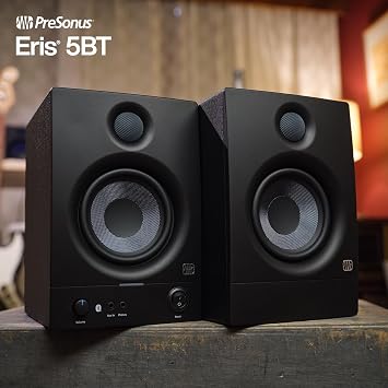 Presonus Eris 5BT (2. Nesil) | 5 Bluetooth Teknolojili, Multimedia, Oyun, Stüdyo Kalitesinde Müzik Prodüksiyonu İçin Masaüstü Hoparlör, 50 Watt