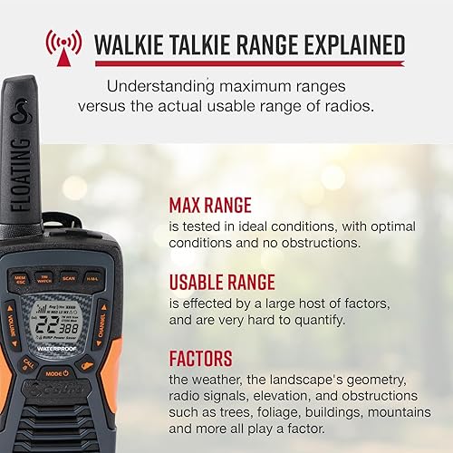 Miniatura 2 de Cobra CXT10953PH-M Radios bidireccionales de emergencia, walkie talkies impermeables, alcance de hasta 40 millas, 22 canales y canales