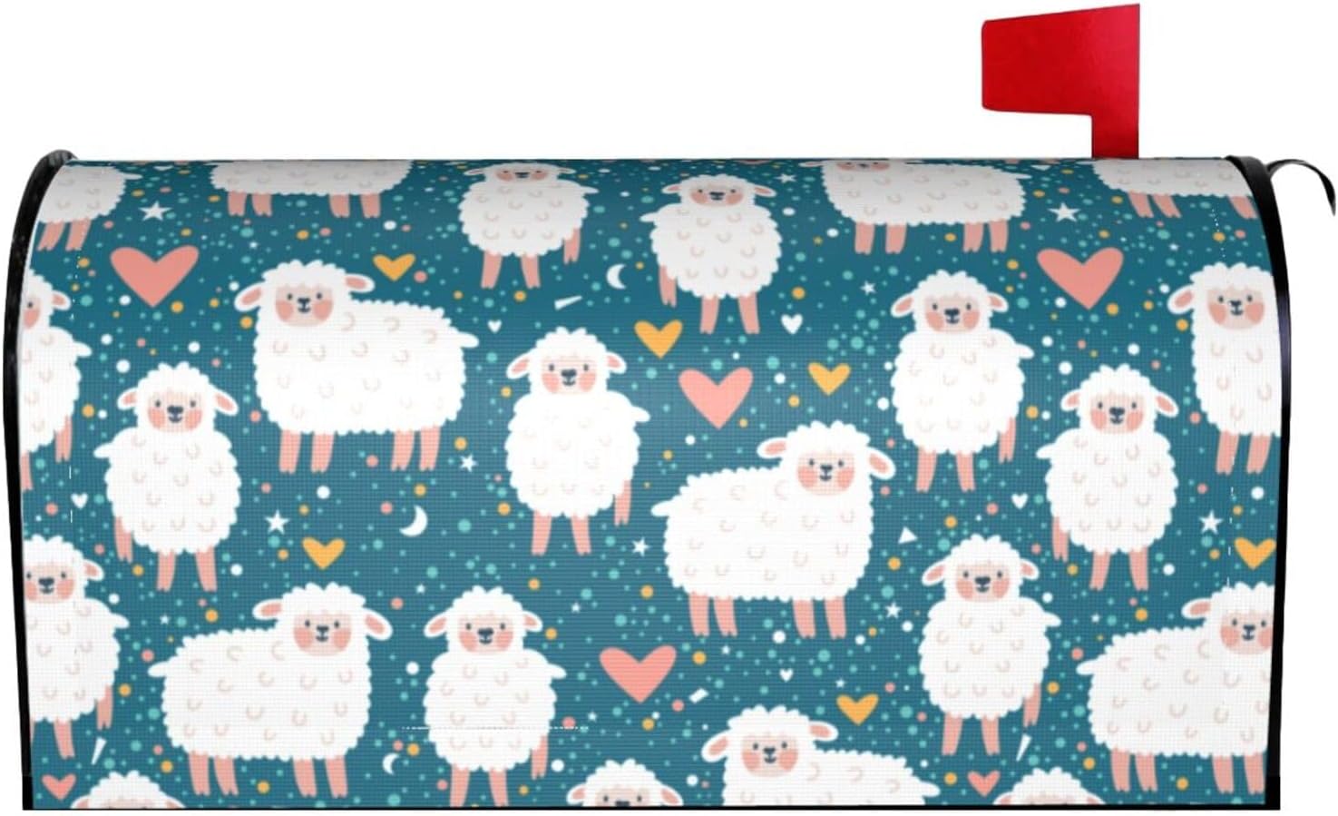Cute Sheep Mailbox Covers Magnetic Animal Theme Post Letter Box Cover for Garden Yard Decor Outside Home Standard 21x18 in
