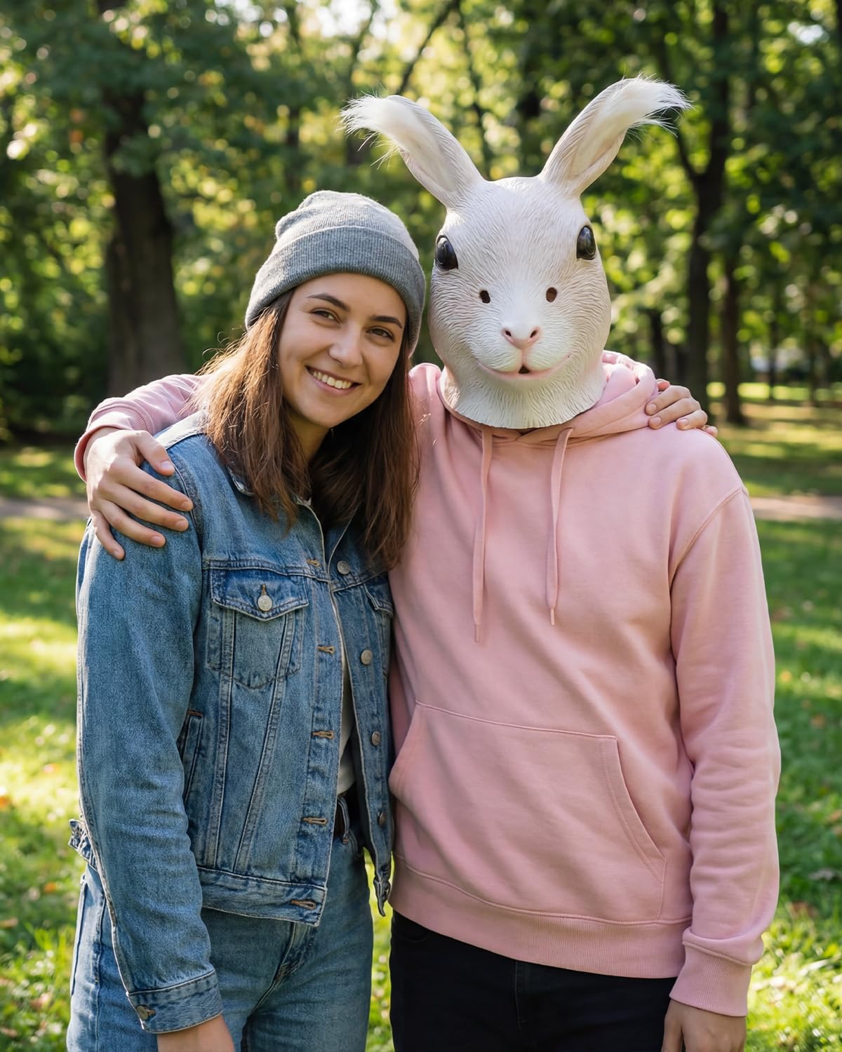 Bunny Mask Rabbit Head Mask with Long Ears, Unisex Animal Customer Mask for Halloween, Easter, Carnival, Cosplay Party Costume Accessories