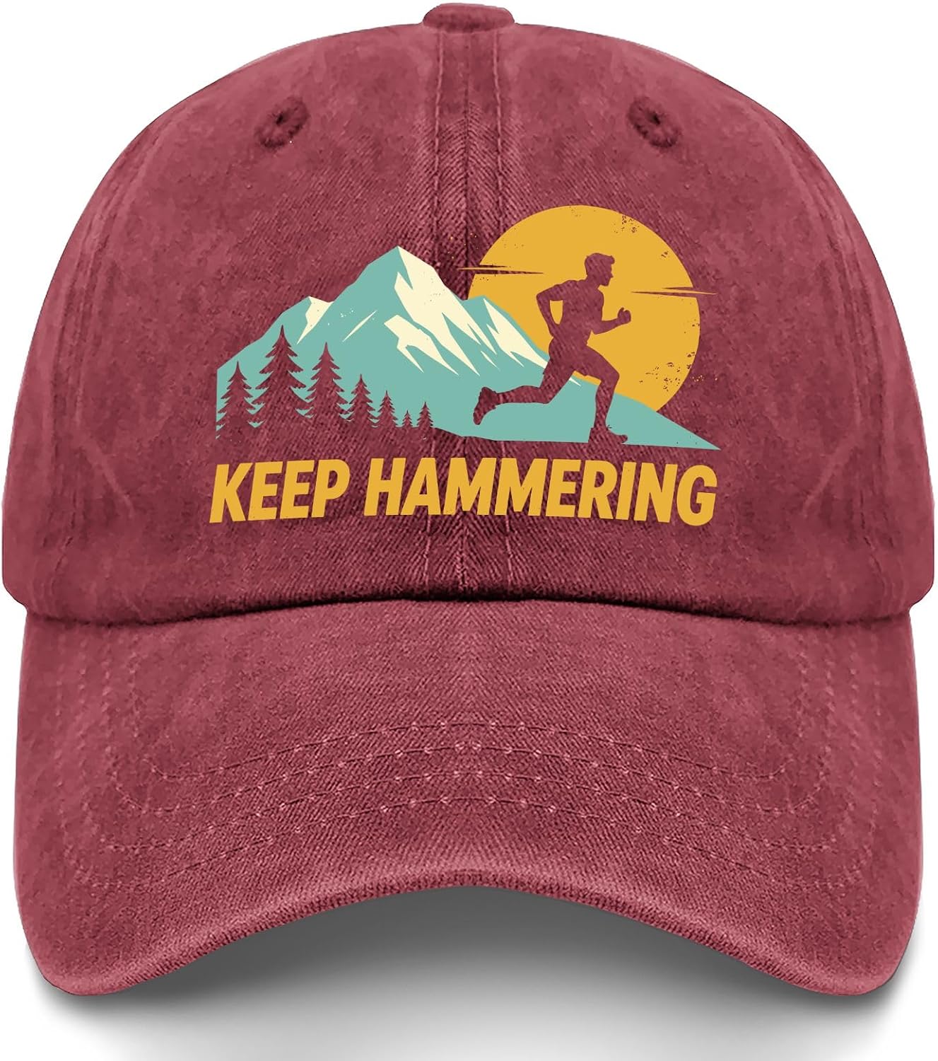 Keep Hammering Hiking Mountain Trail Running for Women Aesthetic Washed Distressed Baseball Caps
