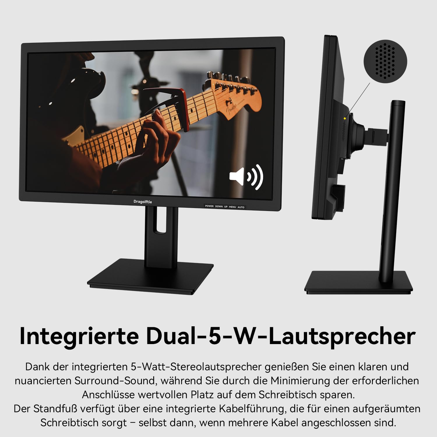 24 Zoll Touchscreen Monitor VA PC Touch Screen Kontrastverhältnis 3000:1 | Höhe/Drehung/Schwenk/Neigung einstellbar, 99% sRGB Touch Bildschirm FHD 1080P, 75Hz, Lautsprecher, HDMI, VGA, Typ-B, VESA