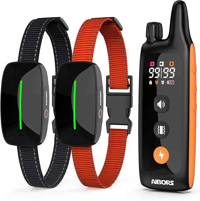 Dog Shock Collar 2 Dogs: 3300FT Dog Training Collar with Remote Waterproof Rechargeable Collar for Large Medium Small Dog 10 15 20 30 40 50 60 80 100 lbs No Bark Beep Vibration Breed Collars