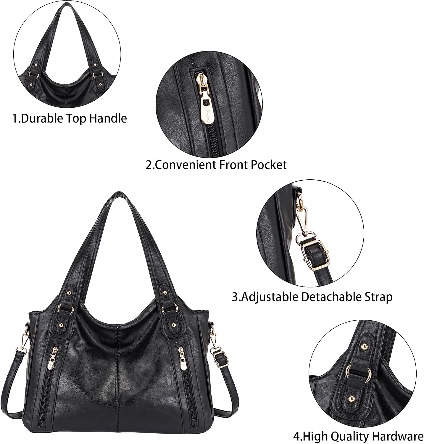 Women's Hobo Handbags Faux Leather Shoulder Bags And Purses 2pcs