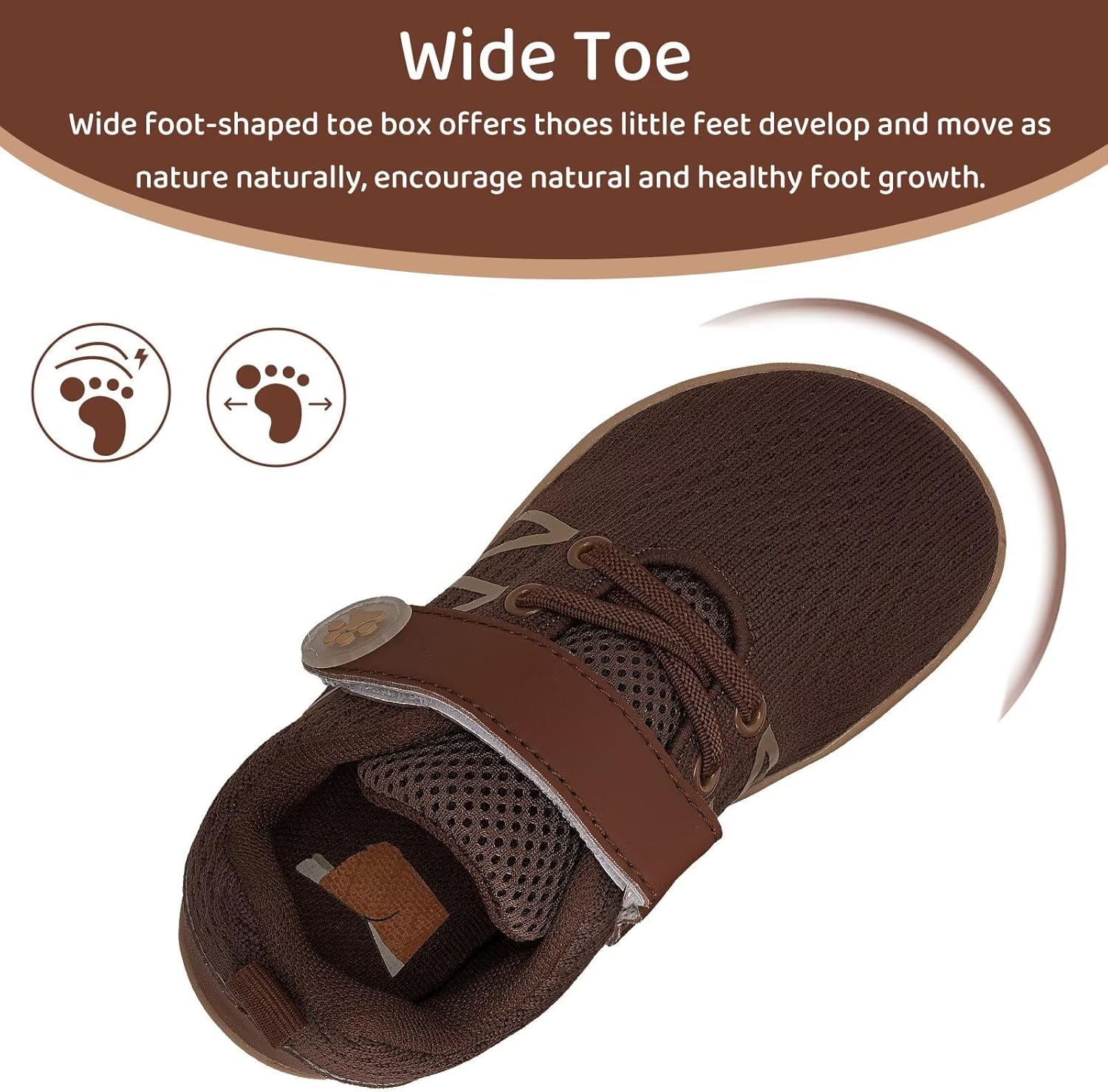 WateLves Wide Toddler Barefoot Shoes Little Kids Boys Girls Walking Tennis Sneakers with Breathable Mesh Zero Drop Sole Adjustable Strap - Image 4