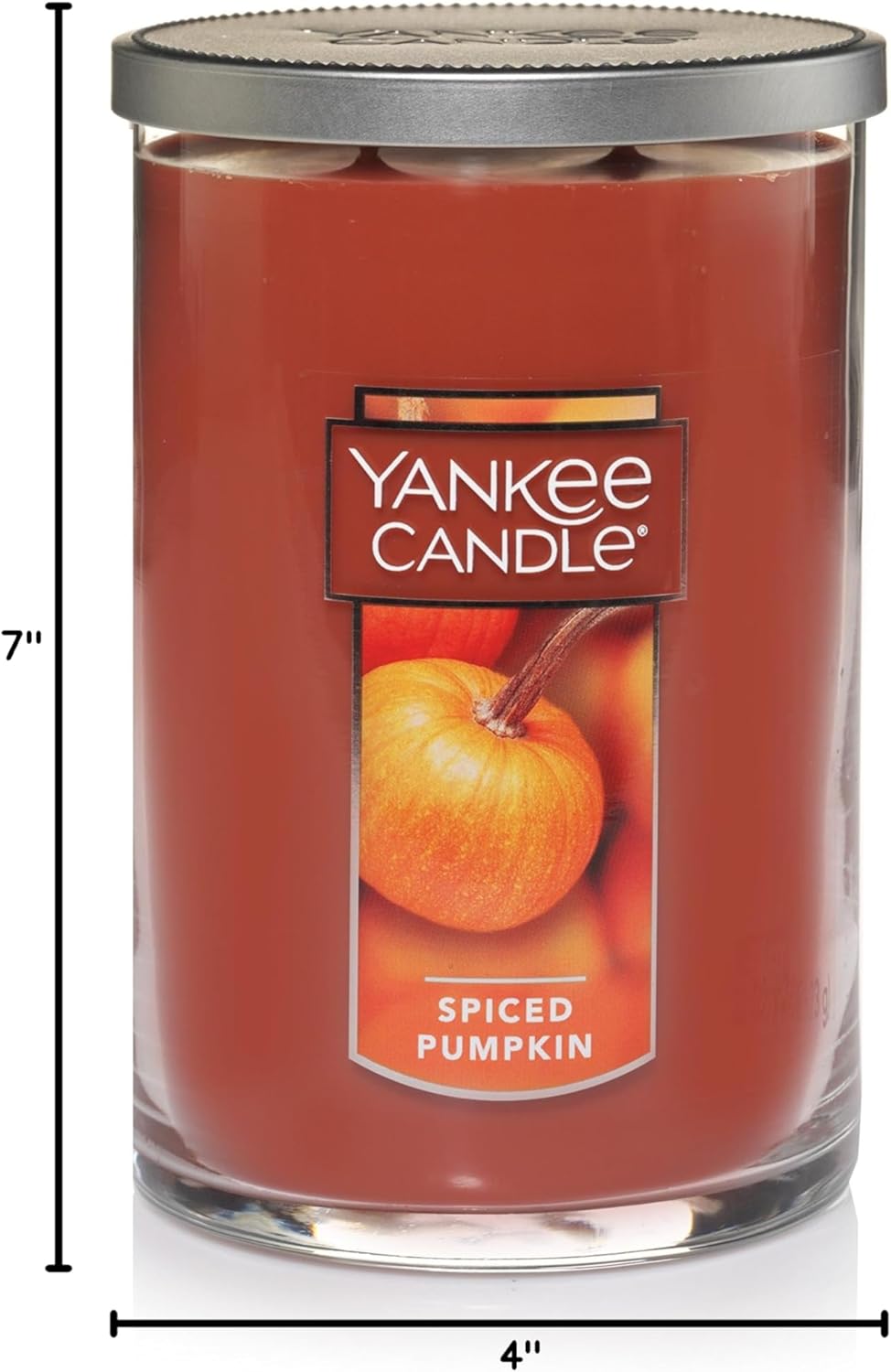 Yankee Candle Spiced Pumpkin Scented, Classic 22oz Large Tumbler 2-Wick Aromatherapy Candle, Over 75 Hours of Burn Time, Apothecary Jar Fall Candle, Autumn Candle Scented for Home