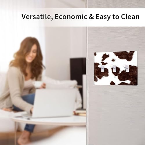 Miniatura 6 de Placa de interruptor de luz de 3 cuadrillas de piel de vacuno, placa frontal eléctrica de triple palanca para baño, cocina, dormitorio, habitación,