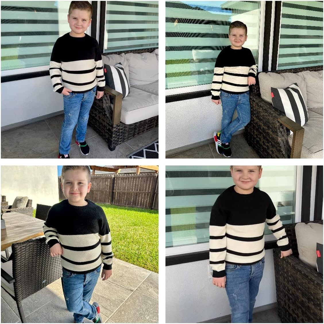 Arshiner Kids Boys Long Sleeve Sweater Knit Crewneck Pullover Striped Sweater for 5~13 Years - Image 6