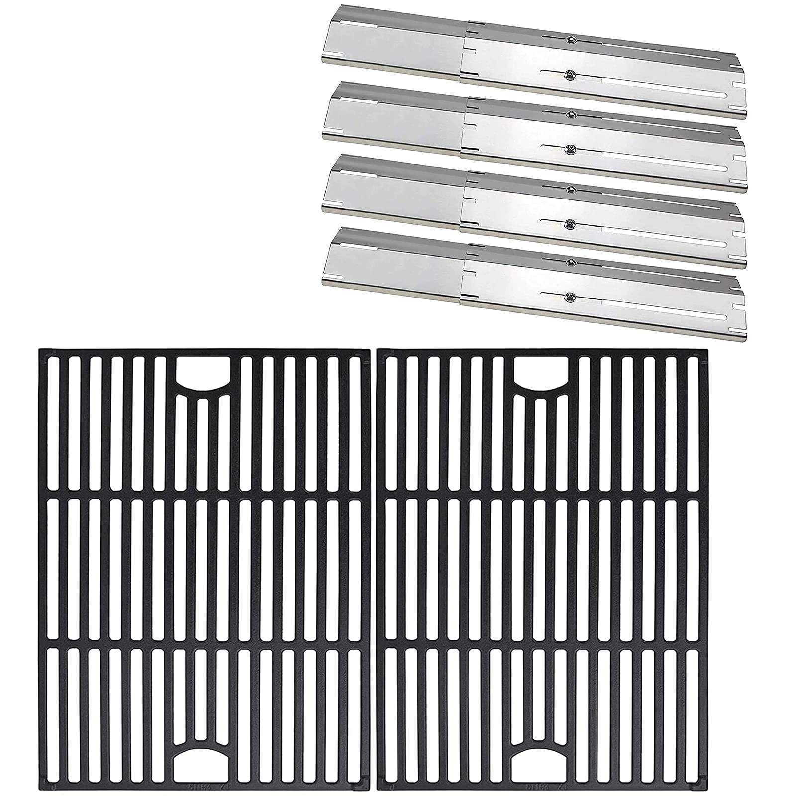 Uniflasy Cast Iron Cooking Grate Replacement for Nexgrill 4 Burner 720-0830H 720-0670A 720-0783E, Universal Adjustable Heat Plate for Nexgrill Extend from 11.75 to 21 Inch