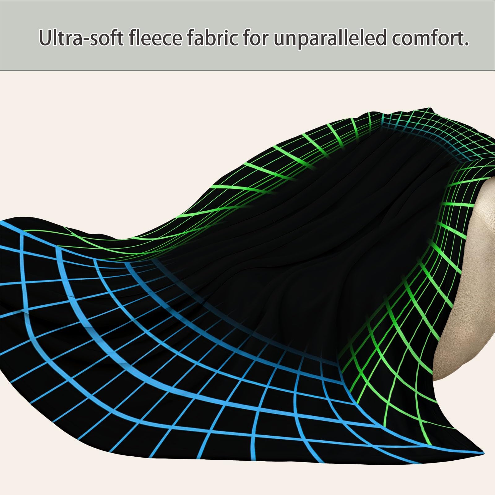 Griglia Geometrica Coperta Plaid Matrimoniale Linee Al Neon Coperta Flanella 180 x 220 cm, Nero Copridivano In Microfibra Morbida - Coperte Termica Per Plaid Divano Copriletto