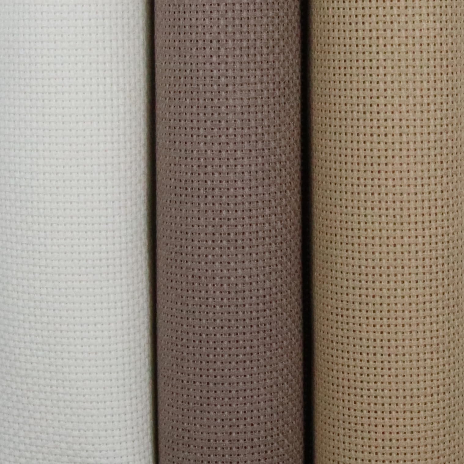 KCS 3 pc of 15" x 18"(38cmx45cm) 18 Count Cross Stitch Cotton Aida Cloth Needlework Rolled Fabric Box,18CT,Antique White +Coffee+Khaki