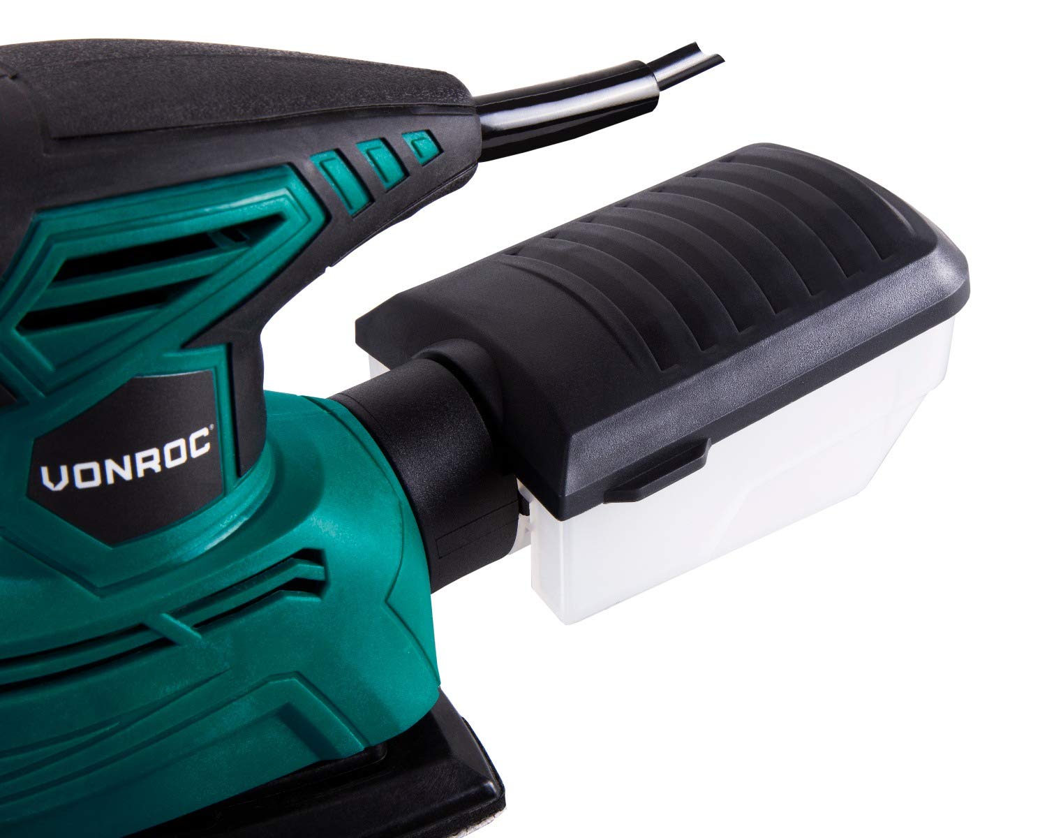 VONROC Levigatrice triangolare multifunzione mouse, 130W. Include contenitore di raccolta della polvere e 6 fogli abrasivi