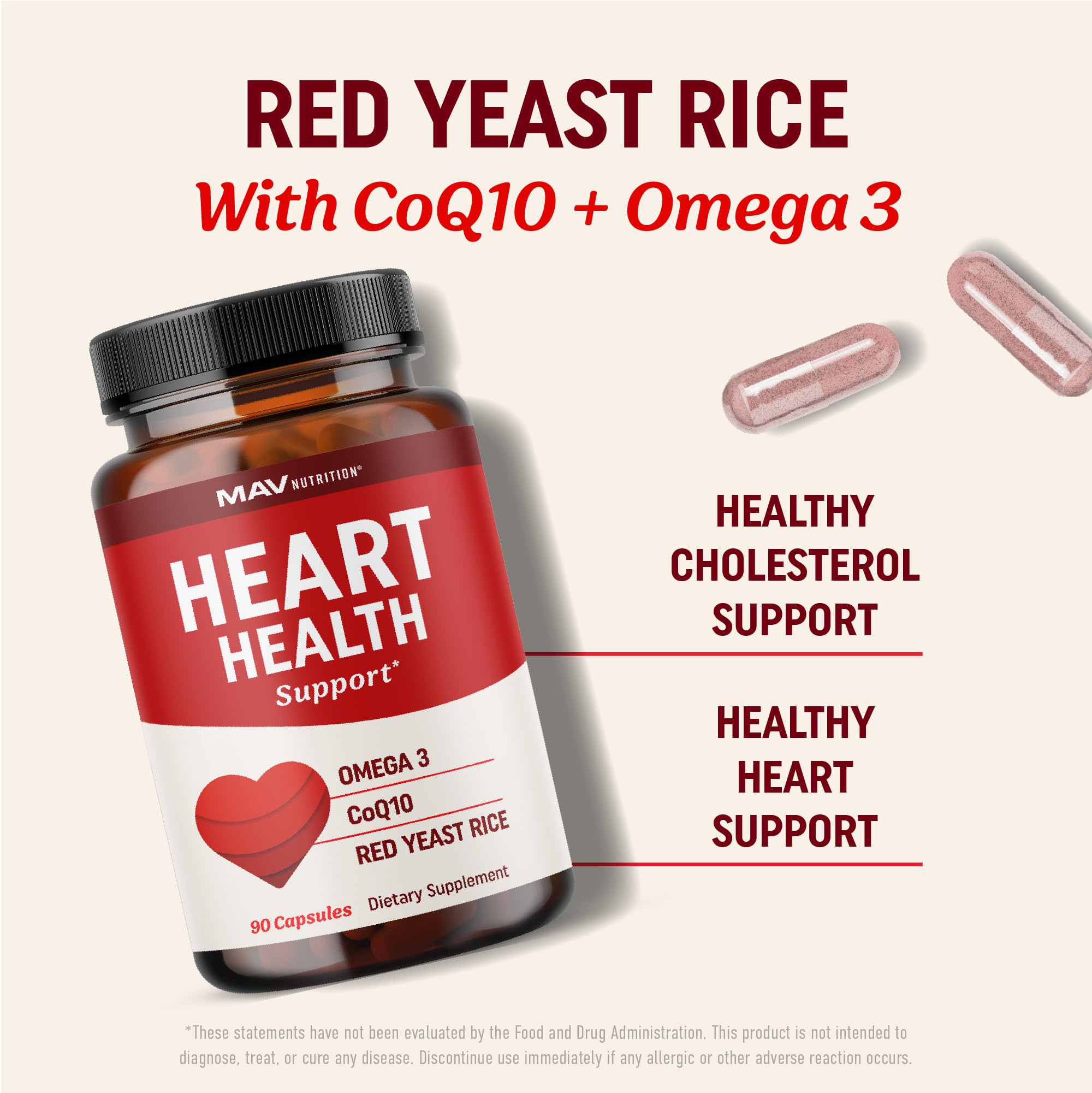 Red Yeast Rice with CoQ10 + Omega 3 for Healthy Cholesterol Support, 1200mg — Amazon image 2