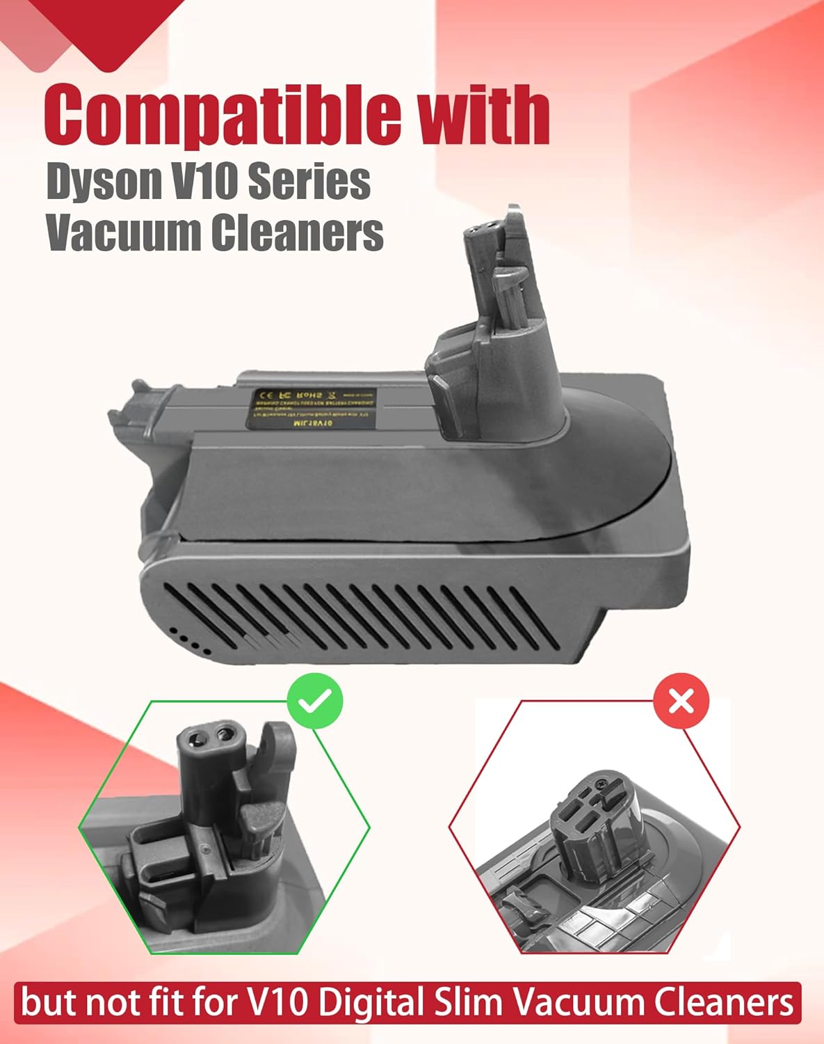 V10 Battery Adapter for Milwaukee M18 Battery Convert to for Dyso V10 Animal Vacuum Cleaner (only Adapter)