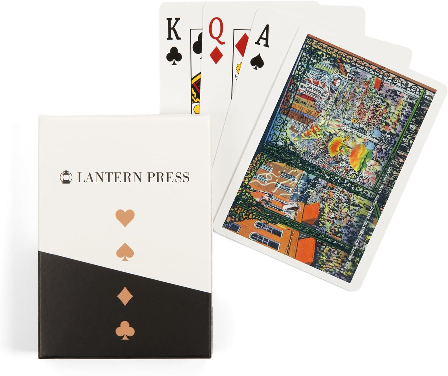 Lantern Press New Orleans, Louisiana, Mardi Gras Parade; Rex Greets Subjects, Vintage Halftone, 52 Playing Cards for Adults, Poker Size Card Deck