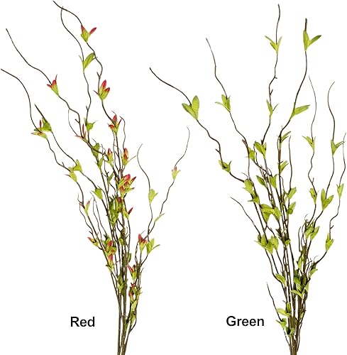 Miniatura 6 de Flueyer Paquete de 6 tallos artificiales de vegetación, ramas de imitación de 44 pulgadas para rellenar jarrones, hojas de ramas de ficus sintéticas