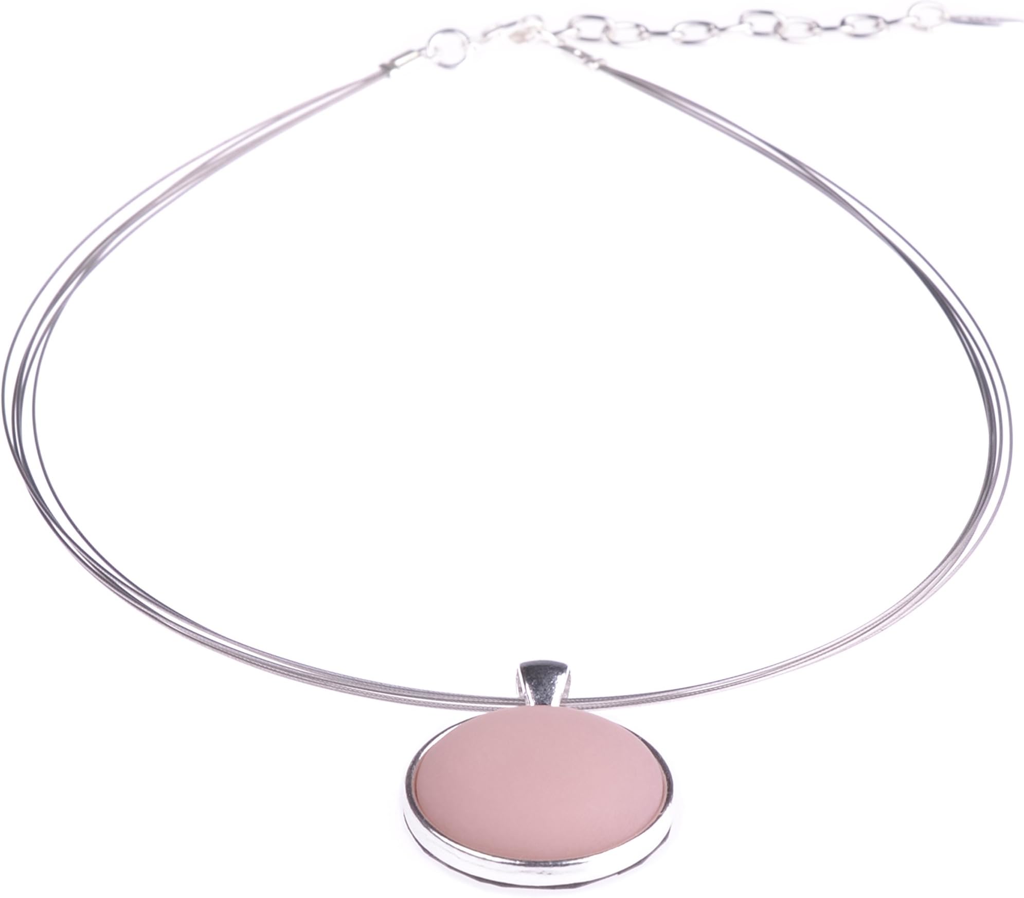 Polly Choker 25 mm Original Polaris Cabochon in a Silver-Plated Brass Setting on 5 Nylon-Coated Steel Threads Handmade by Adi-Modeschmuck in Berlin