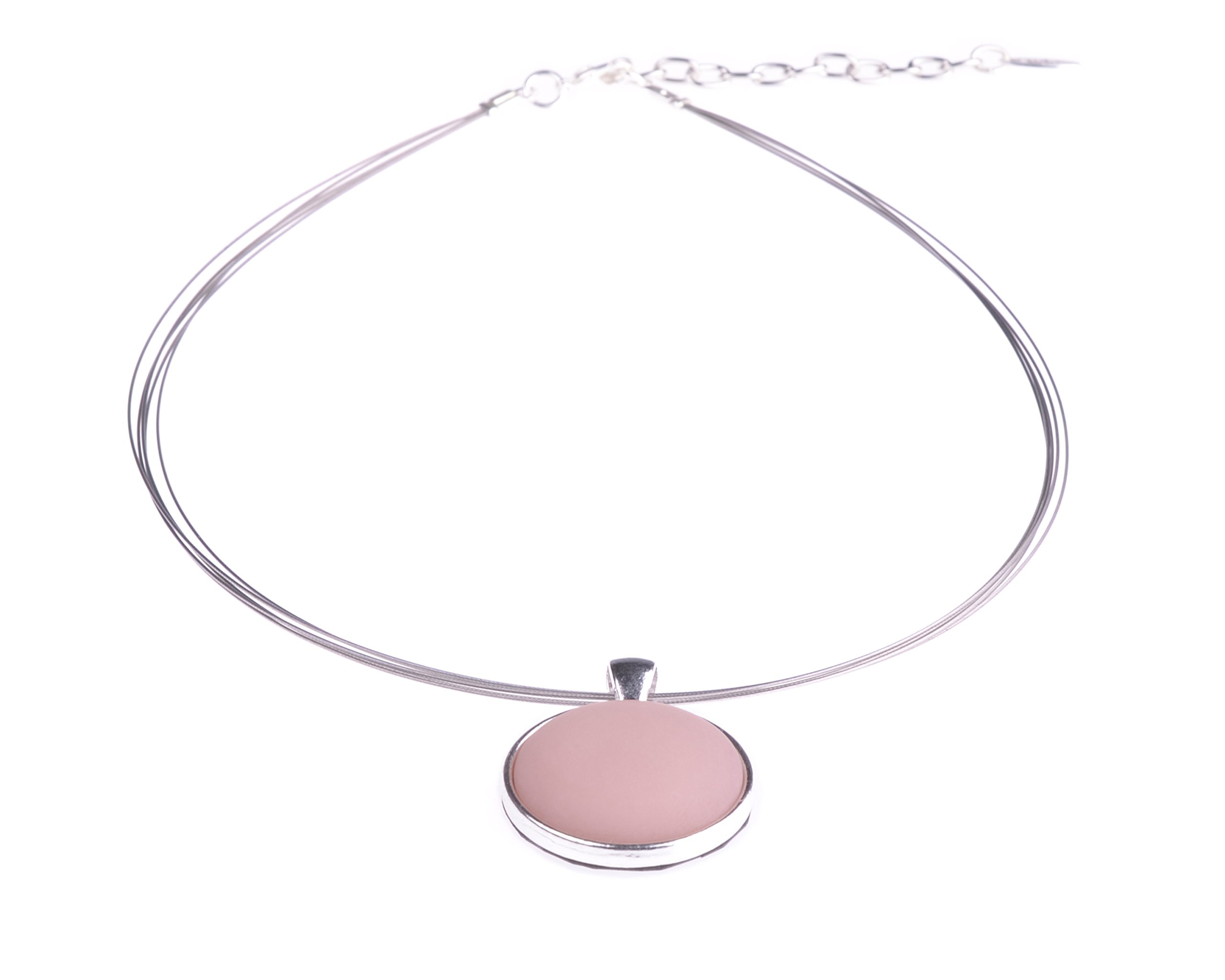 Polly Choker 25 mm Original Polaris Cabochon in a Silver-Plated Brass Setting on 5 Nylon-Coated Steel Threads Handmade by Adi-Modeschmuck in Berlin