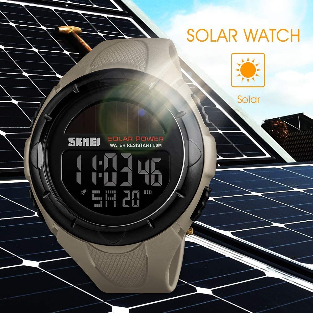 MASTOP Reloj deportivo digital militar para hombre, luz trasera LED, alarma, cronómetro, resistente al agua, 50 m, resistente al agua, para hombre