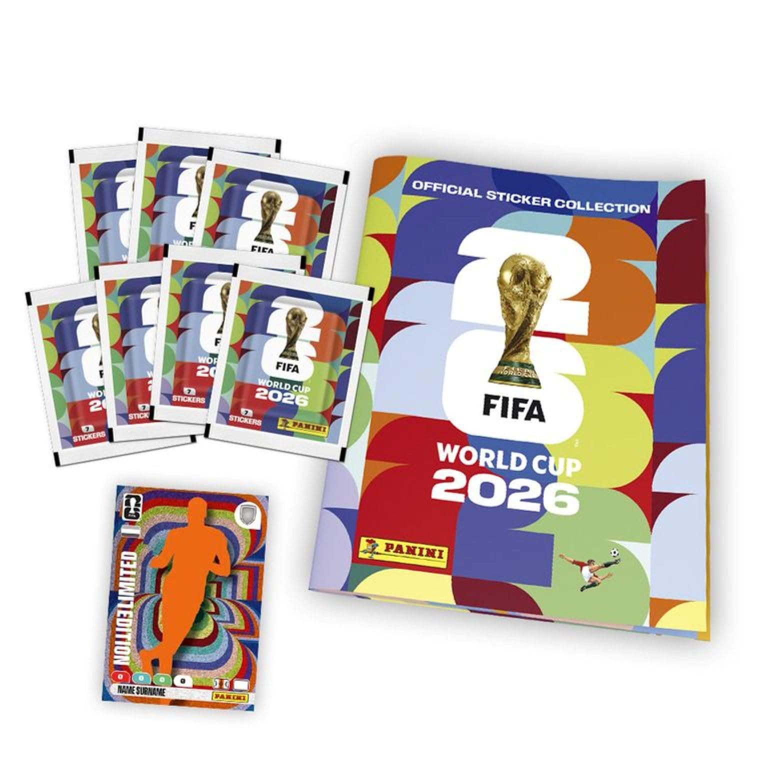 Panini FIFA World Cup 2026 Album Ufficiale + 20 Pacchetti Figurine Mondiali 2026 Collezione Calciatori + portachiave pallone
