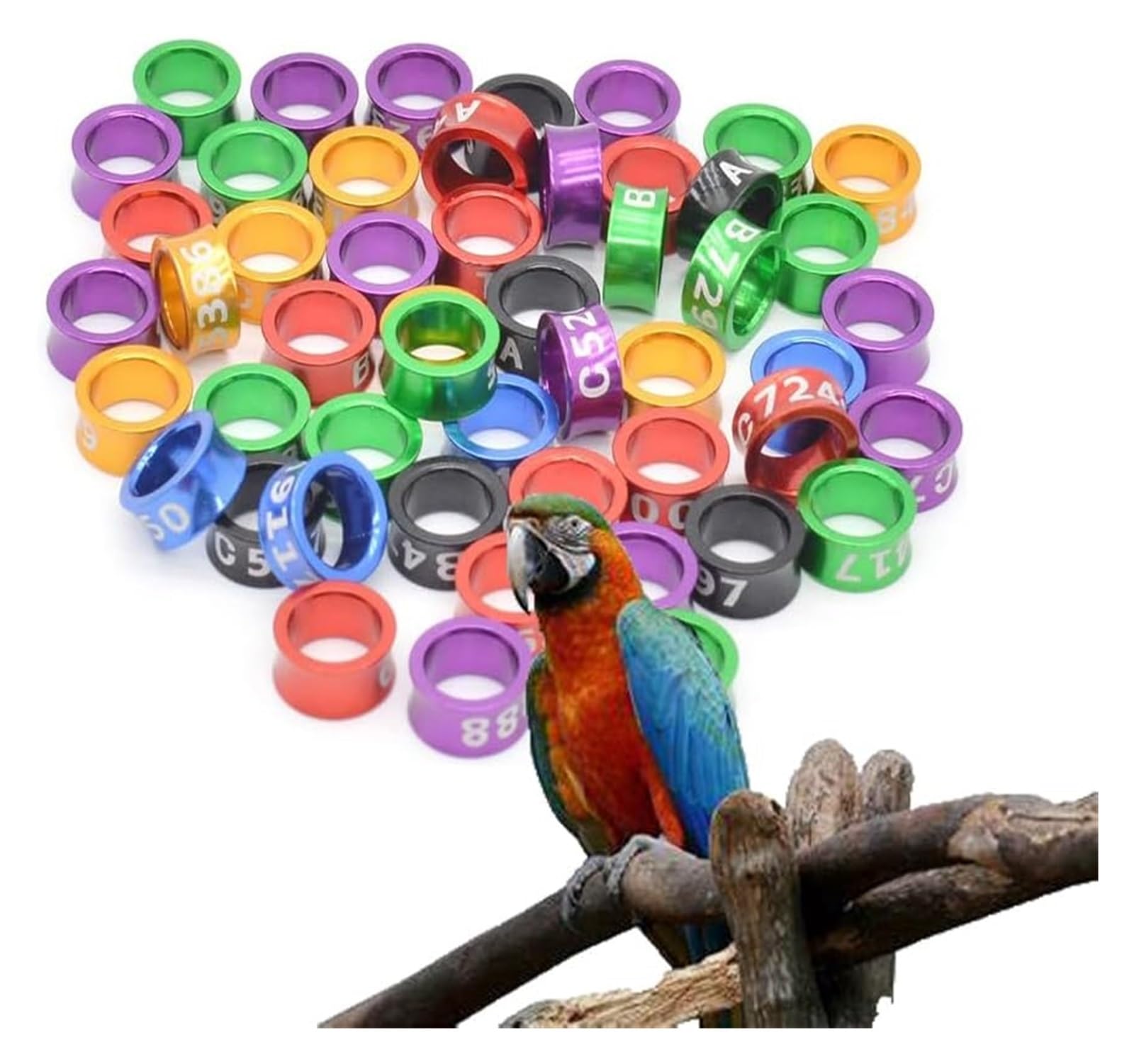 pájaro con las piernas cerradas, Patas abiertas de aluminio for identificación patas pájaros, diámetro Multicolor 4-8mm, 50-200 Uds(Mixed Colors8.0mm,200pc)