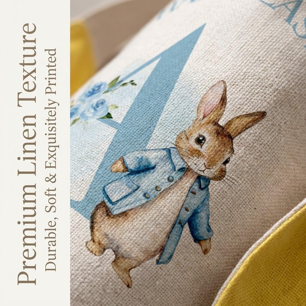 Personalized Easter Basket with Name, Custom Embroidered Initial Storage Bucket, Large Floral Bunny Egg Hunt Tote Reusable Bag, Easter Decor for Home, Spring Gift, Easter Party Gift for Boys & Girls - Image 5