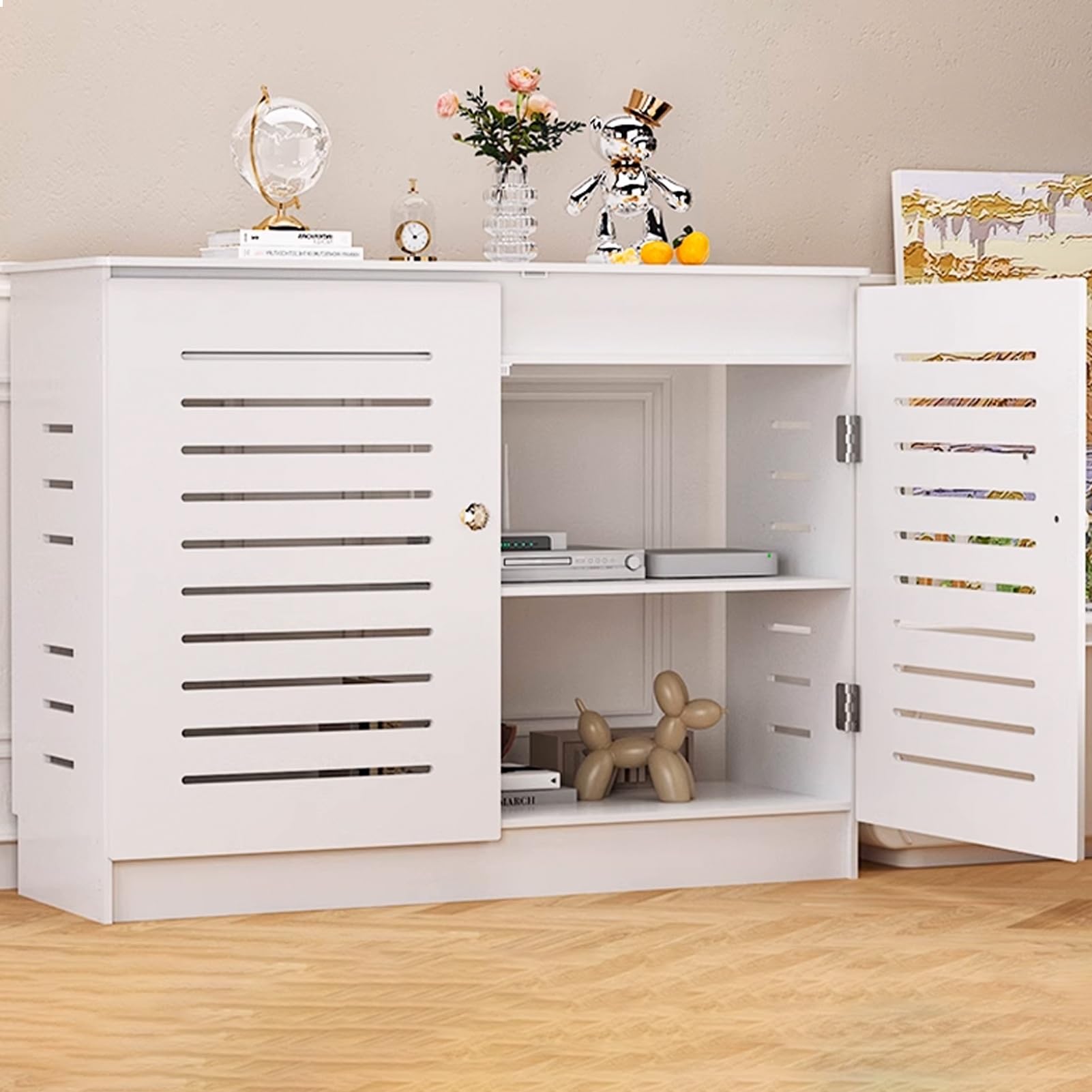 Boîtier de Rangement dissimulé pour routeur WiFi, Armoire de Rangement sur Pied en PVC Imitation Bois et Plastique, Cache-Modem, étagères Invisibles à Plusieurs(80x30x70cm/31.5x11.8x27.5in)