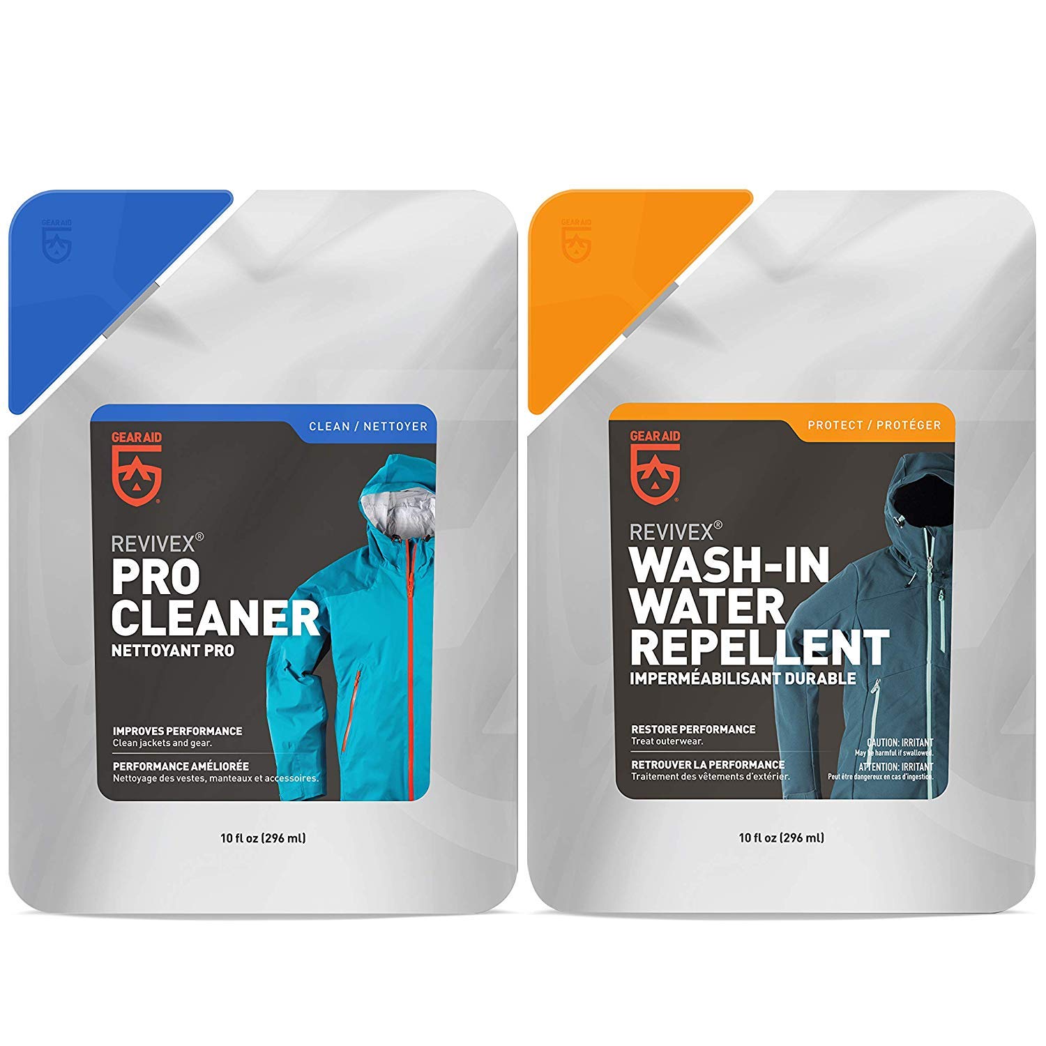 GEAR AID Outerwear Care Kit with Revivex Pro Cleaner and Revivex Wash-In Water Repellent