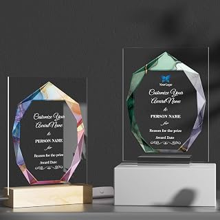 WOCOCN Personalized Trophy,Acrylic Trophy Award,Unique Marble Custom Plaques,Size 8 x 6in,Awards and Trophies for Activities,Employee Appreciation,Recognition,Retirement (Shape F)