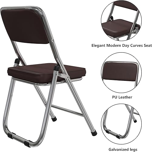 Miniatura 5 de Sillas plegables con asientos acolchados ultra gruesos, silla plegable para interiores, cómodas sillas de metal, asiento comercial apilable portátil