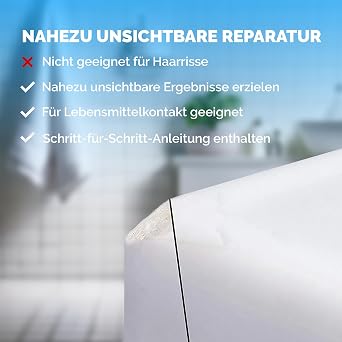 NNRepair Keramik Reparaturset (Transparent Acrylweiß & Keramikweiß) – Emaille Reparaturset I Geeignet für Fliesen Keramik Porzellan Quarz I Ideal bei Abplatzungen I Bad & Küchenarbeitsplatte