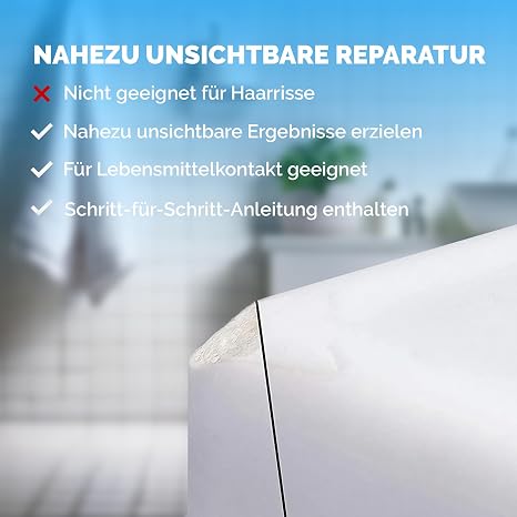 NNRepair Keramik Reparaturset (Transparent Acrylweiß & Keramikweiß) – Emaille Reparaturset I Geeignet für Fliesen Keramik Porzellan Quarz I Ideal bei Abplatzungen I Bad & Küchenarbeitsplatte