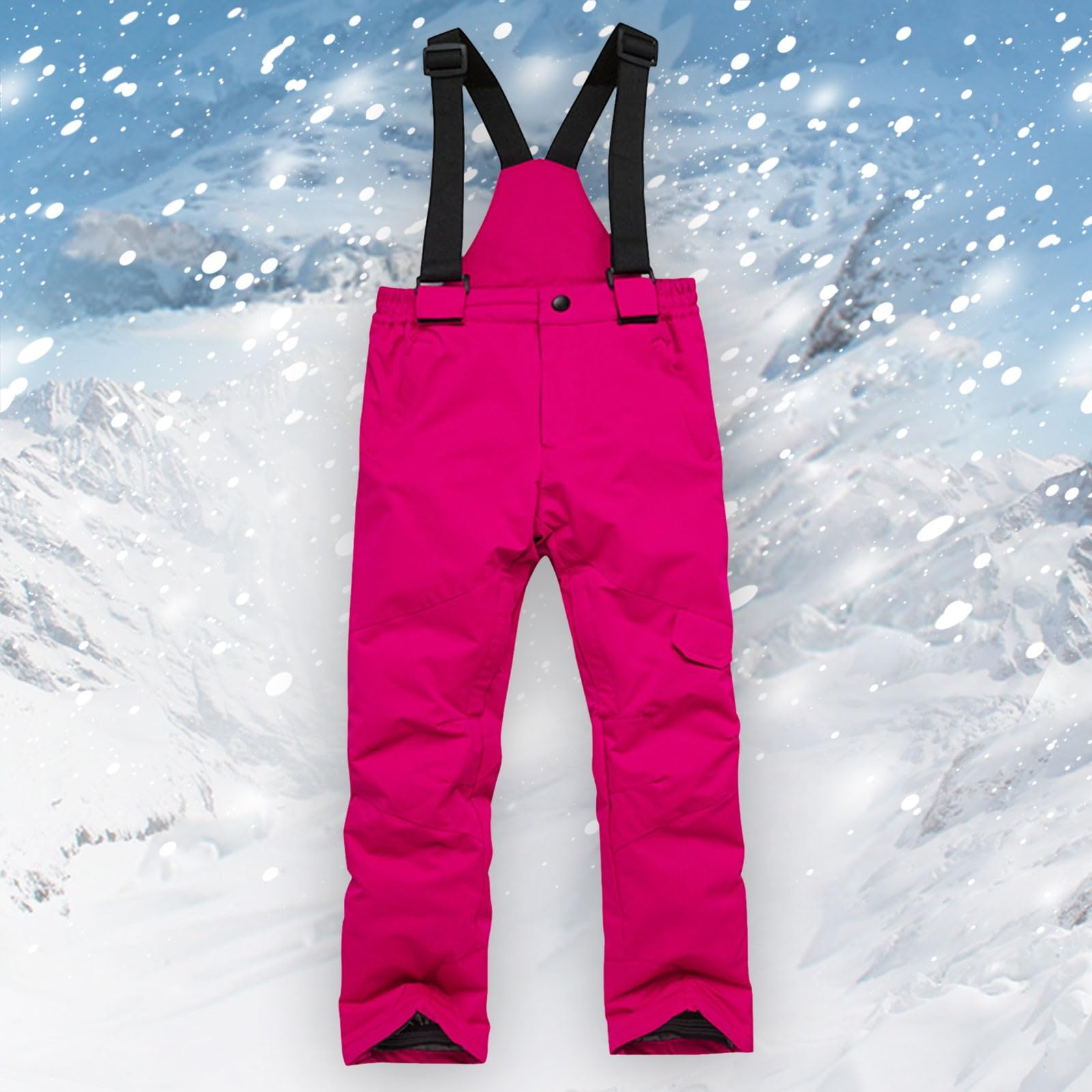 Generisch Skihose Kinder Jungen Mädchen Schneehose Wasserdicht Snowboardhose Elementen Zip Ski Latzhose mit Taschen Fleece gefüttert und Verstärkt Warm Winterhose Outdoorhose Strapshose