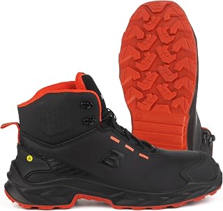 Falcon HI S3S Arbeitsschuhe Herren – Schwarzes Glattleder, Aluminiumkappe, Kevlar-Zwischensohle, ESD-Schutz