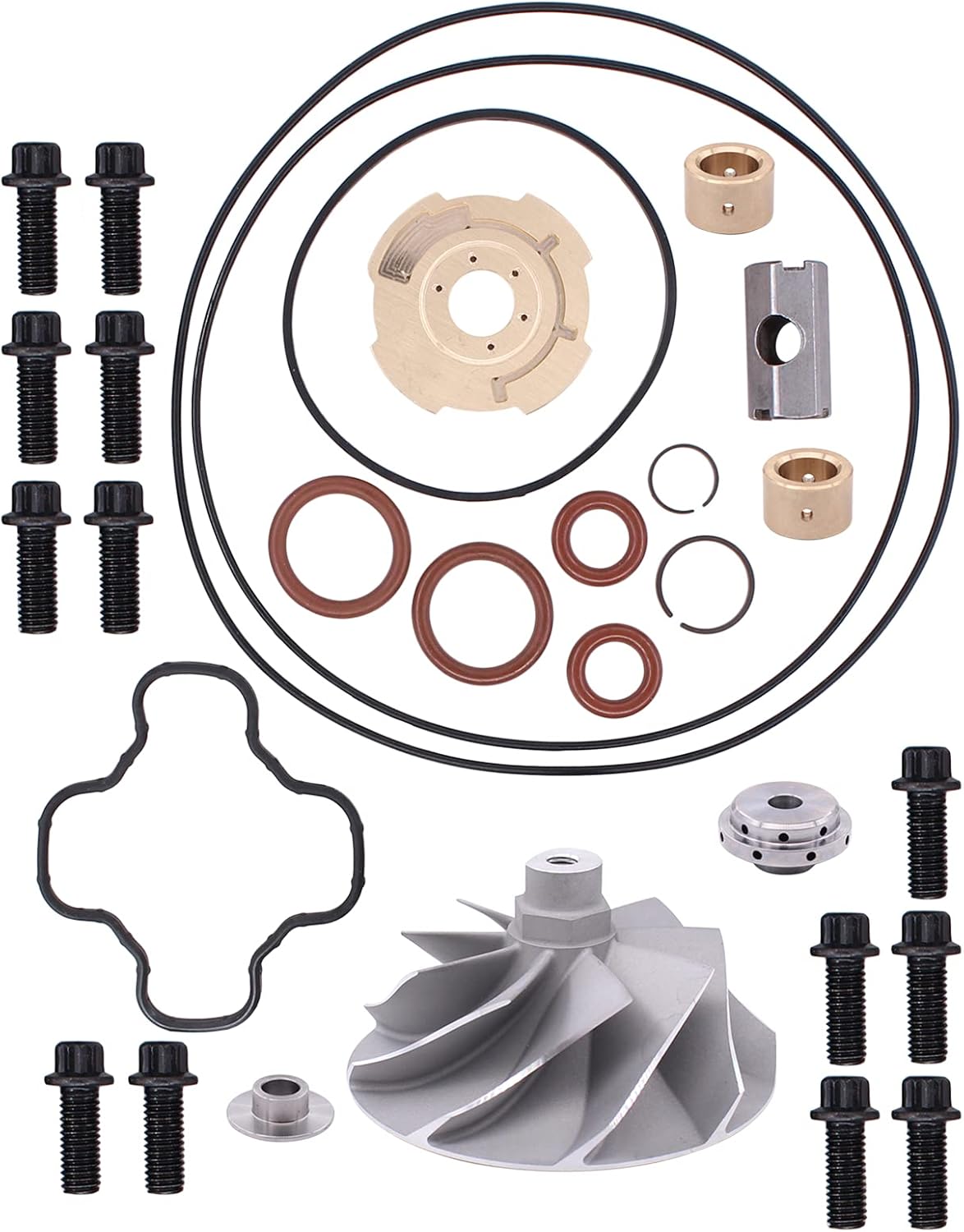 NewYall Powerstroke Diesel Turbo Turbocharger Compressor Wicked Vane Wheel Gasket Rebuild Kit for Ford Powerstroke Turbo 7.3L 1999.5-2003