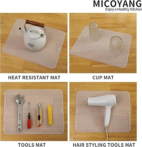 Miniatura 242 de Tapete de silicona para secado de platos para múltiples usos, fácil de limpiar, ecológico, resistente al calor, tapete de silicona para encimera